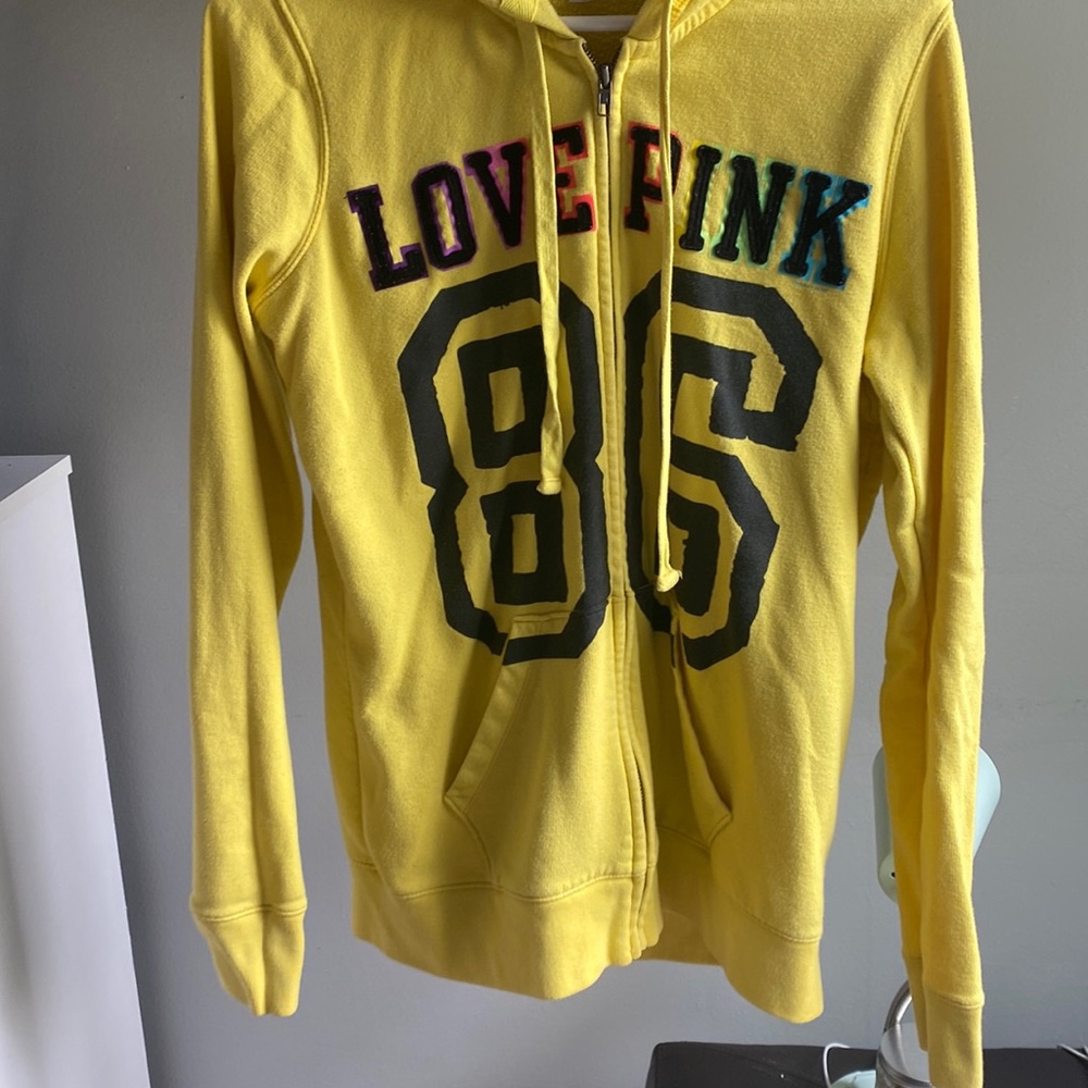 vintage yellow rainbow PINK VS zip up jacket